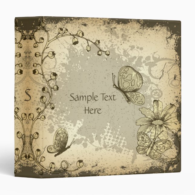 Vintage Butterflies and Flowers Binder (Front/Spine)