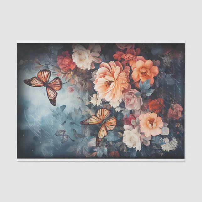 Vintage Butterflies and Flowers Decoupage Tissue Paper | Zazzle