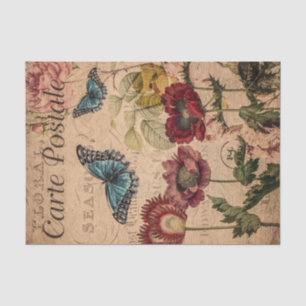 Vintage Butterflies and Flowers Tissue Paper