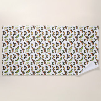 Vintage Butterflies Beach Towel