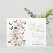 Vintage Butterflies Boho Wildflower Bridal Shower Invitation (Standing Front)