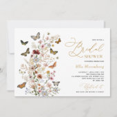 Vintage Butterflies Boho Wildflower Bridal Shower Invitation (Front)