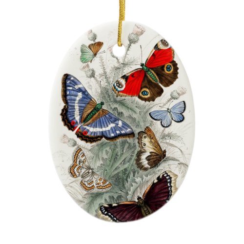 Vintage Butterflies Ceramic Ornament