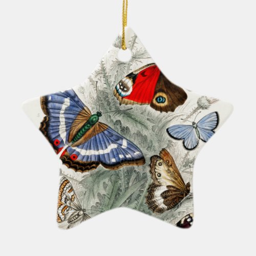 Vintage Butterflies Ceramic Ornament