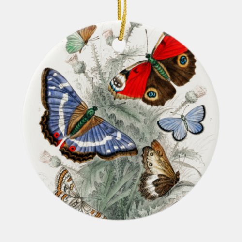 Vintage Butterflies Ceramic Ornament