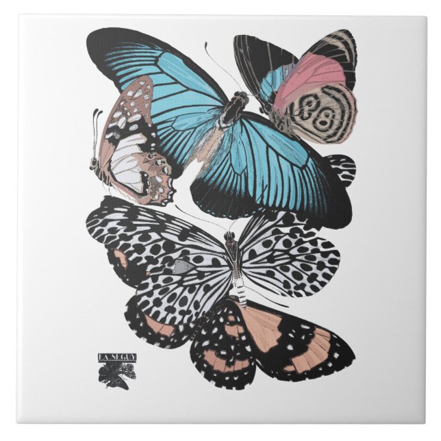 Vintage Butterflies Ceramic Tile (Front)