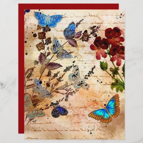 Vintage Butterflies Collage Scrapbook Paper