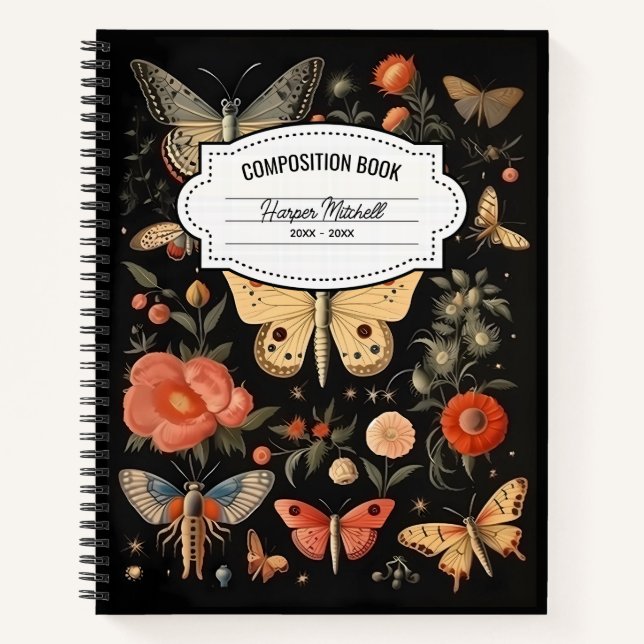 Vintage Butterflies Composition Notebook (Front)