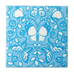 Vintage Butterflies Customizable Colors Pattern Ceramic Tile