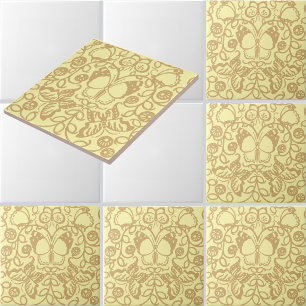 Vintage Butterflies Customizable Colors Pattern Ceramic Tile
