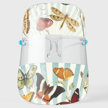 Vintage Butterflies Dragonfly Insect Face Shield by RiverJude at Zazzle