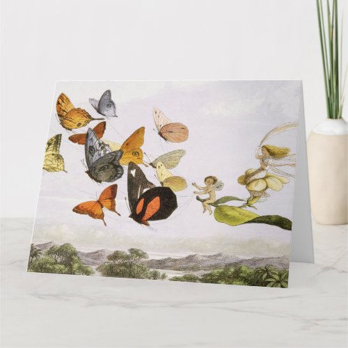 Vintage Butterflies  Fairy Old Illustration Art Card