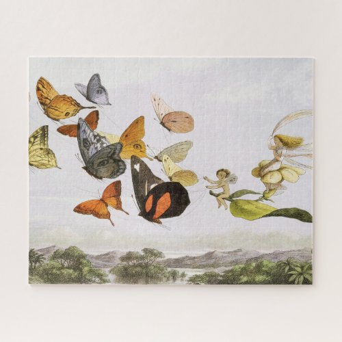 Vintage Butterflies  Fairy Old Illustration Art Jigsaw Puzzle