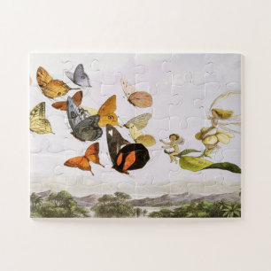 Vintage Butterflies & Fairy Old Illustration Art Jigsaw Puzzle