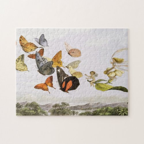 Vintage Butterflies  Fairy Old Illustration Art Jigsaw Puzzle