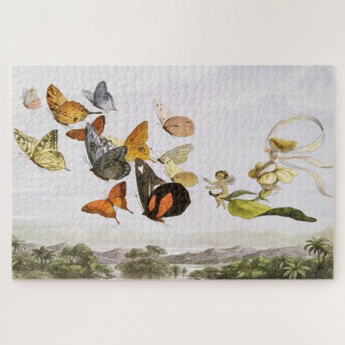 Vintage Butterflies  Fairy Old Illustration Art Jigsaw Puzzle