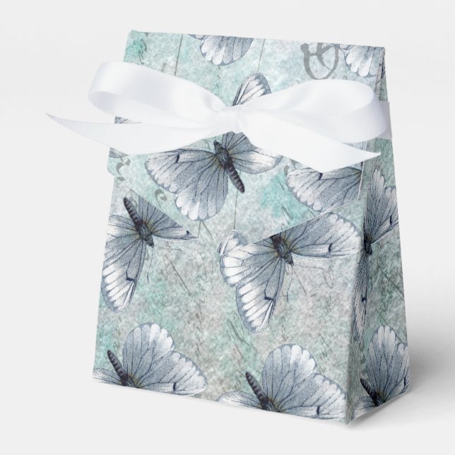 Vintage Butterflies French Grunge Favor Boxes (Front Side)