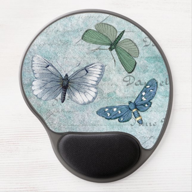 Vintage Butterflies French Grunge Gel Mouse Pad (Front)