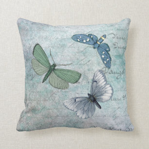 Vintage Butterflies French Grunge Throw Pillow