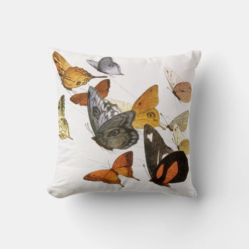 Vintage Butterflies Illustration Art Throw Pillow