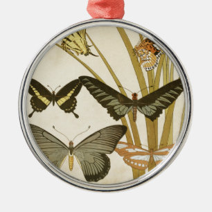 Vintage Butterflies Illustration Metal Ornament