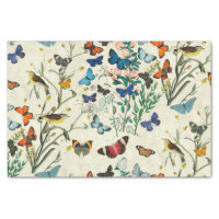 Vintage Butterflies Ivory Decoupage Tissue Paper