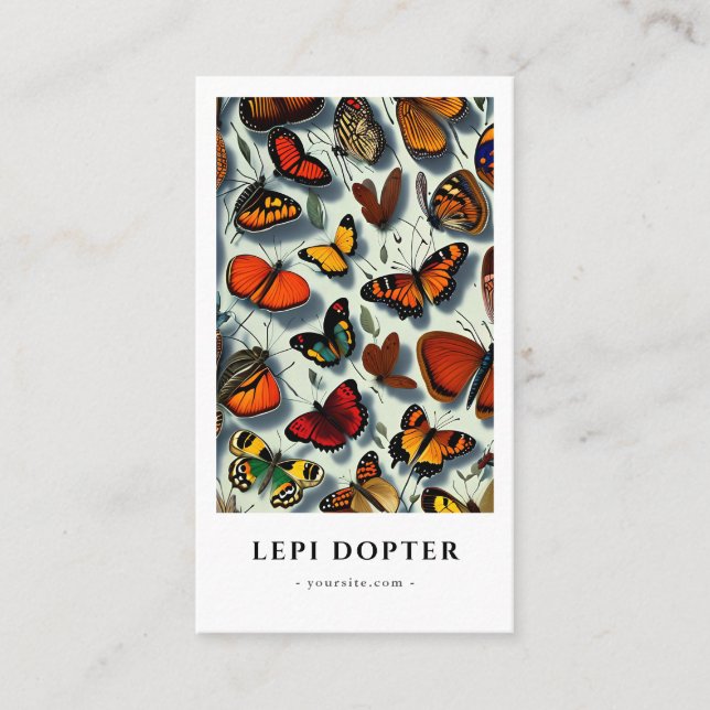 Vintage Butterflies Lepidopterist Qr Code Business Card (Front)