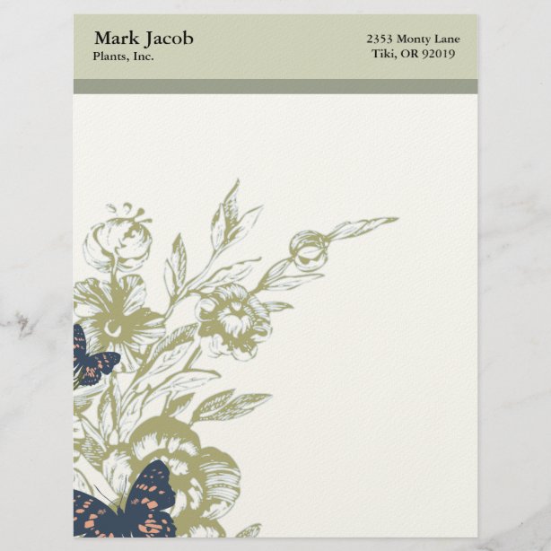 Butterflies Letterhead | Zazzle
