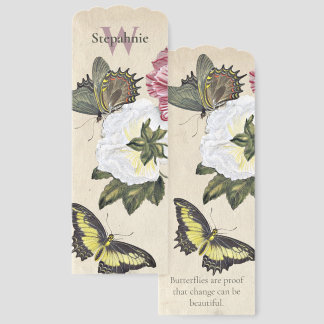 Vintage Butterflies Maria Merian Name Monogram Bookmarks