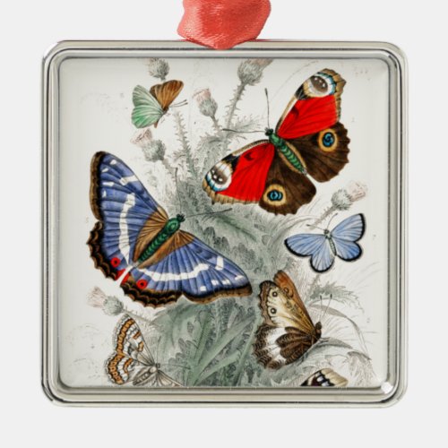 Vintage Butterflies Metal Ornament