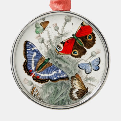 Vintage Butterflies Metal Ornament