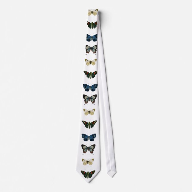 Vintage Butterflies Moths Old Illustration Art Neck Tie (Front)
