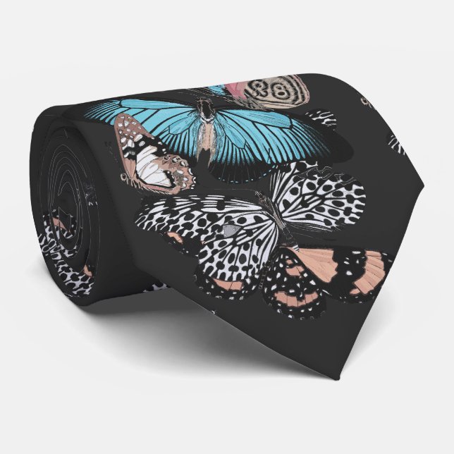 Vintage Butterflies Neck Tie (Rolled)