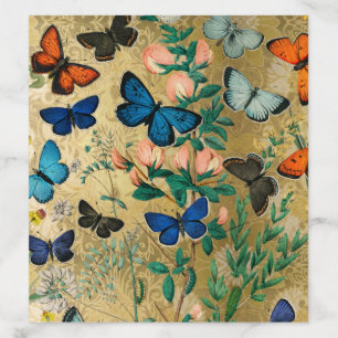 Vintage Butterflies on Gold Envelope Liner