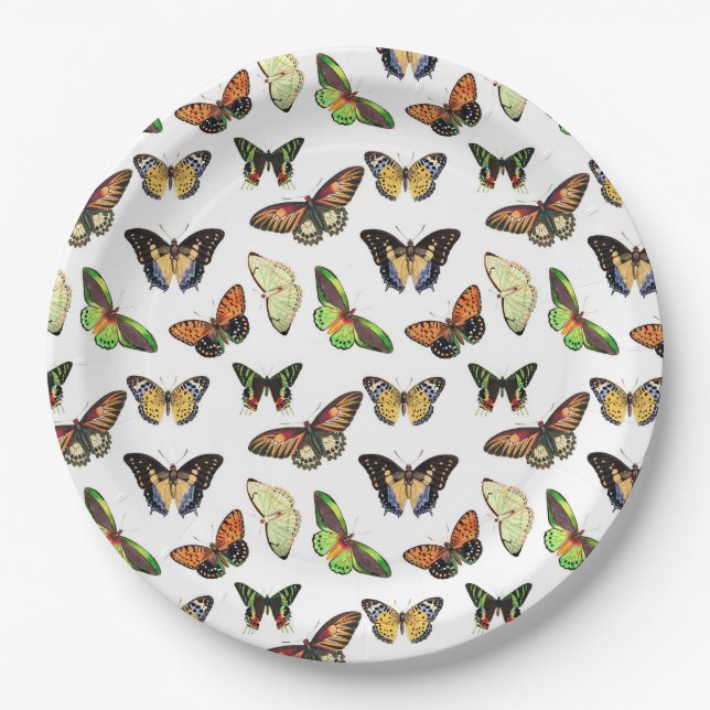 Vintage Butterflies Paper Plates (Front)
