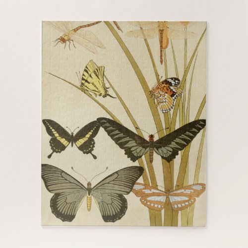 Vintage Butterflies Papillons Illustration Art Jigsaw Puzzle