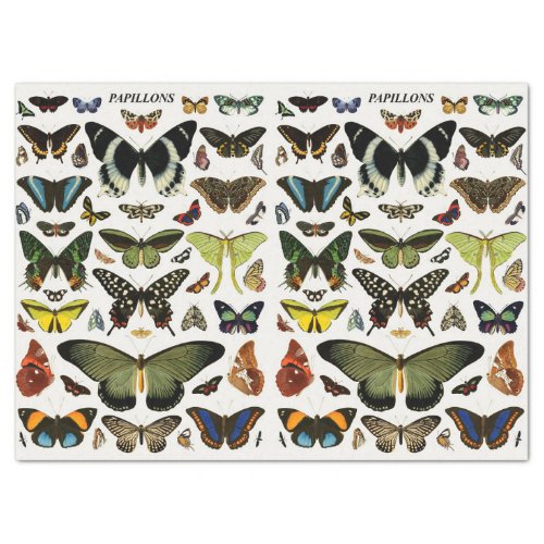 Vintage Butterflies Pattern Collage Decoupage Tissue Paper