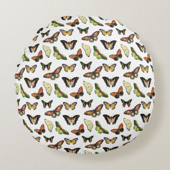 Vintage Butterflies Round Pillow (Front)