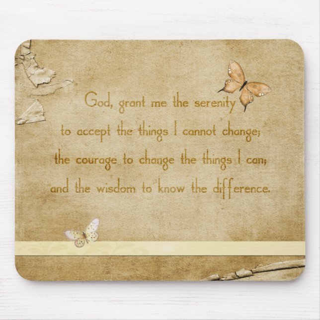 Vintage Butterflies Serenity Prayer Mouse Pad (Front)