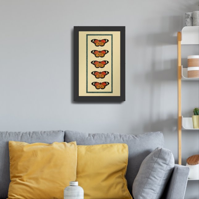 Vintage Butterflies Spring Beautiful Nature Cute Framed Art (Living Room 3)