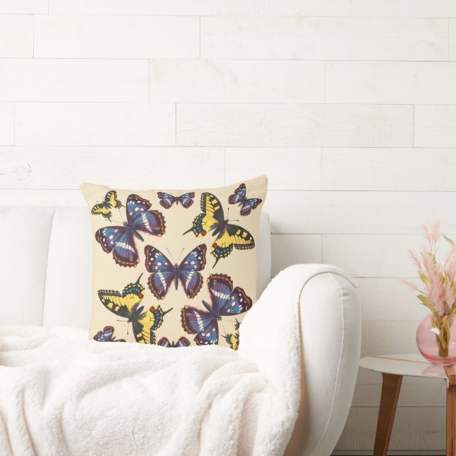 Vintage Butterflies Throw Pillow (Couch)