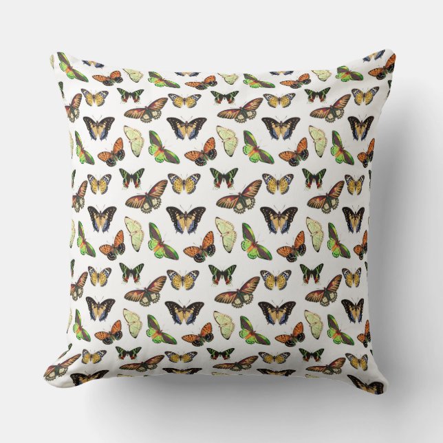 Vintage Butterflies Throw Pillow (Front)