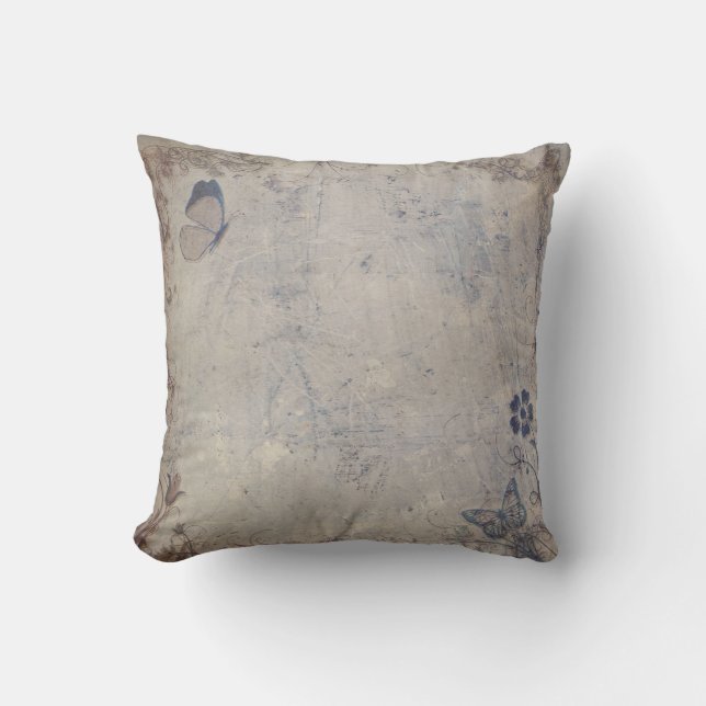 Vintage Butterflies Throw Pillow (Front)