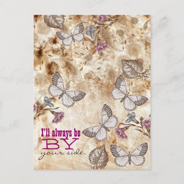 Vintage butterflies wallpaper postcard (Front)