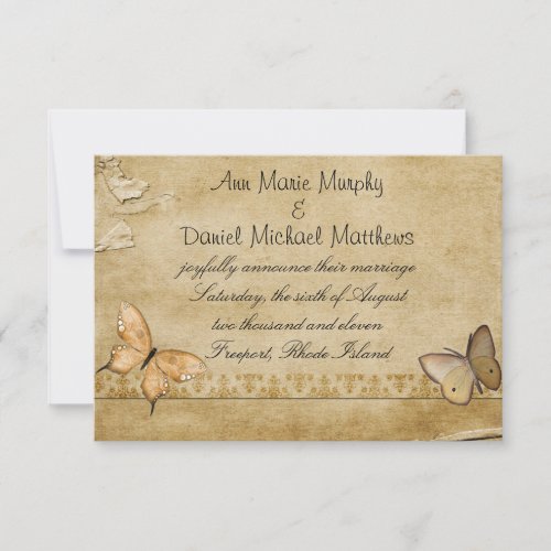 Vintage Butterflies Wedding Announcement