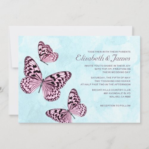 Vintage Butterflies Wedding Invitations