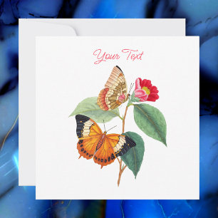 Vintage Butterflies, Your Text & Message, White Invitation