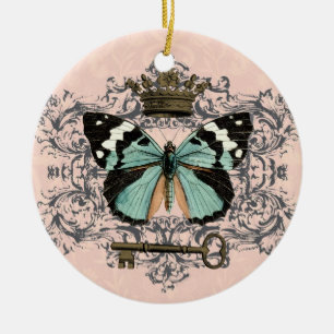 Vintage Butterfly and Crown ornament