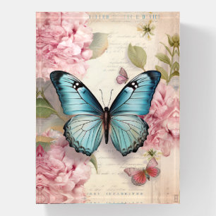 Vintage Butterfly and Flowers Paperweight