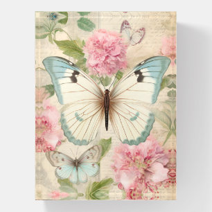 Vintage Butterfly and Flowers Paperweight